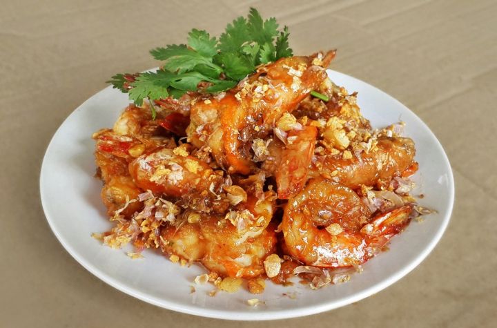 กุ้งทอดกระเทียม แบบ แห้ง