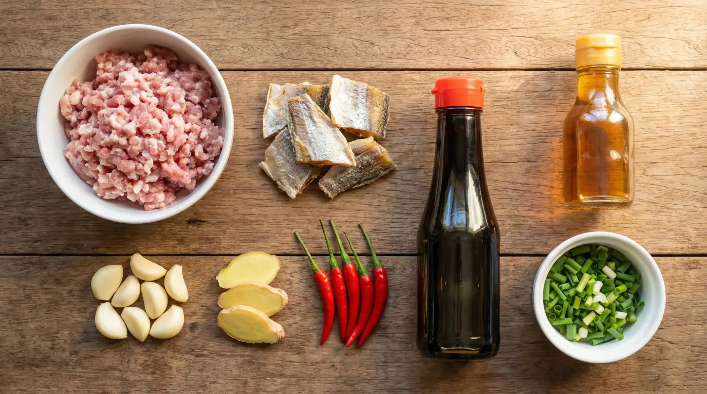 มูสับนึ่งปลาเค็ม เมนูบ้านๆ รสเข้ม หอมปลาเค็ม