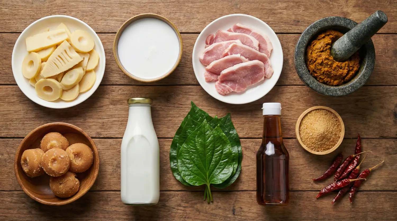 แกงคั่วหน่อไม้ใบชะพลู