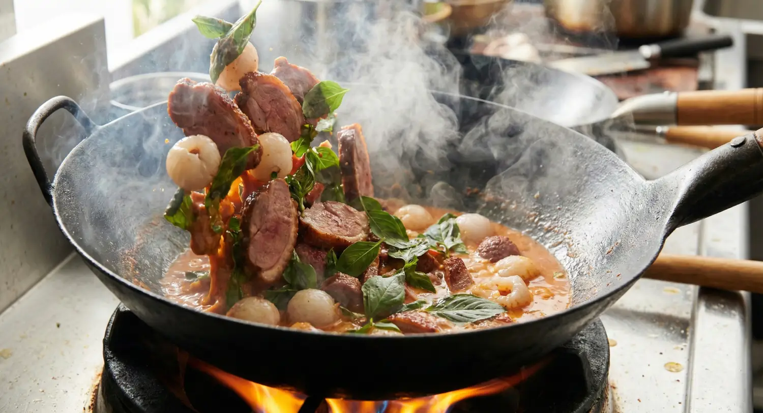 แกงเผ็ดเป็ดย่างลิ้นจี่