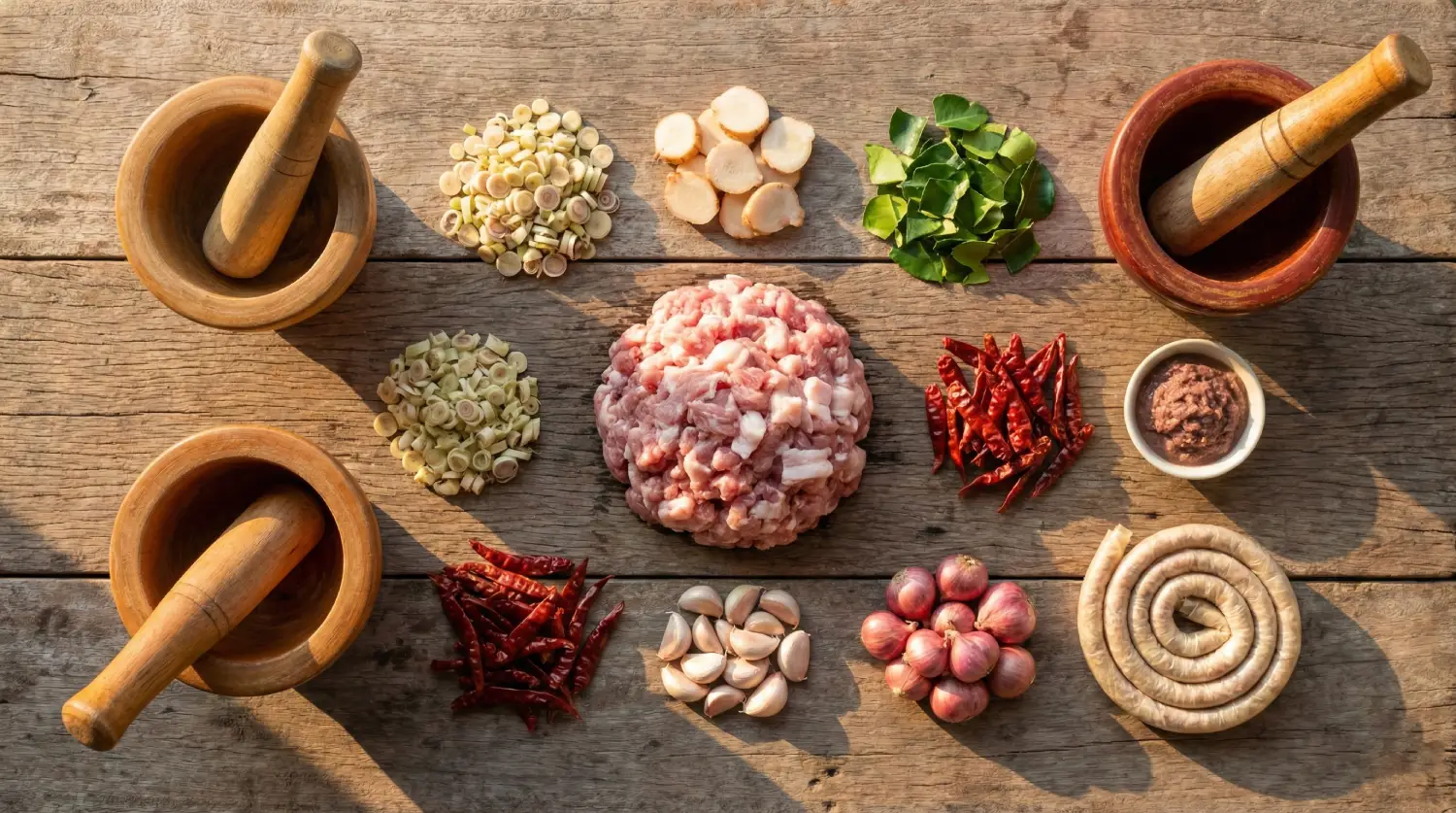 ไส้อั่ว สูตรดั้งเดิม หอมสมุนไพร อาหารเหนือยอดนิยม