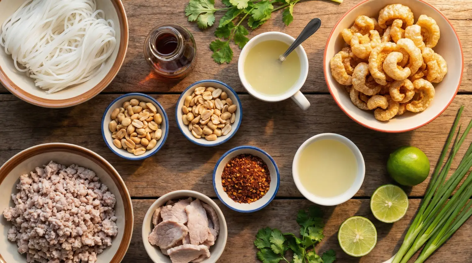 ก๋วยเตี๋ยวต้มยำกากหมูโบราณ รสจัด หอมมัน