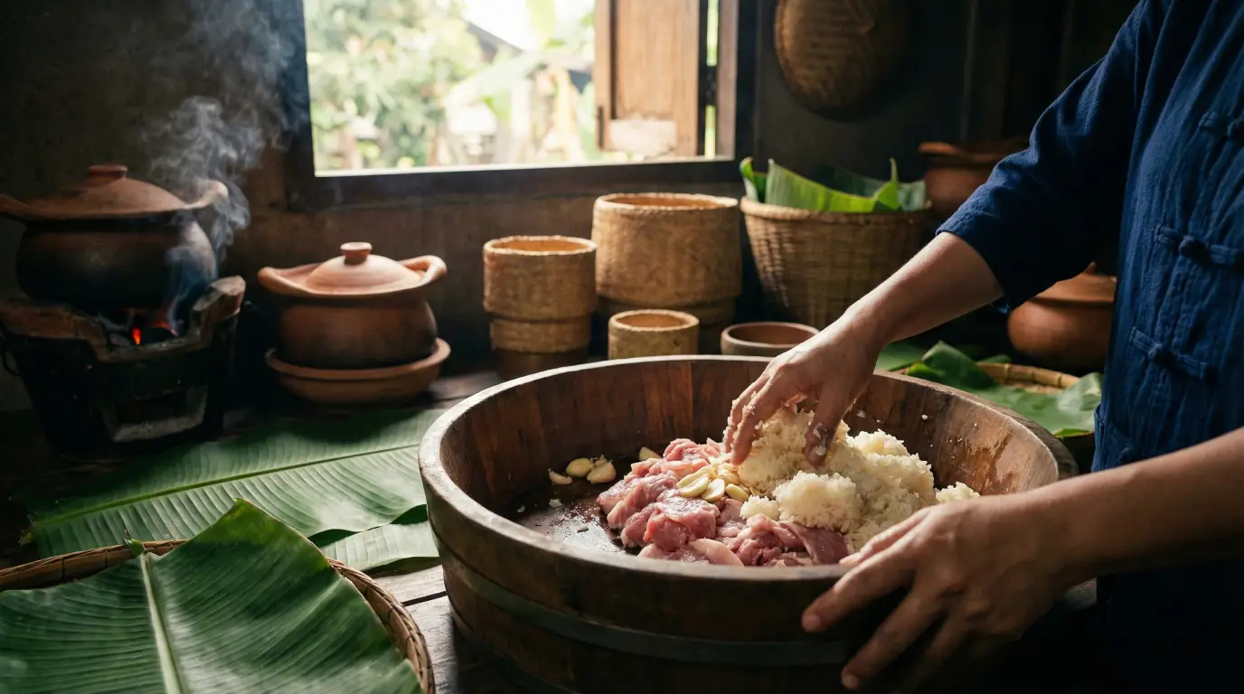 จิ้นส้ม อาหารเหนือพื้นบ้าน หมูหมักรสเปรี้ยว